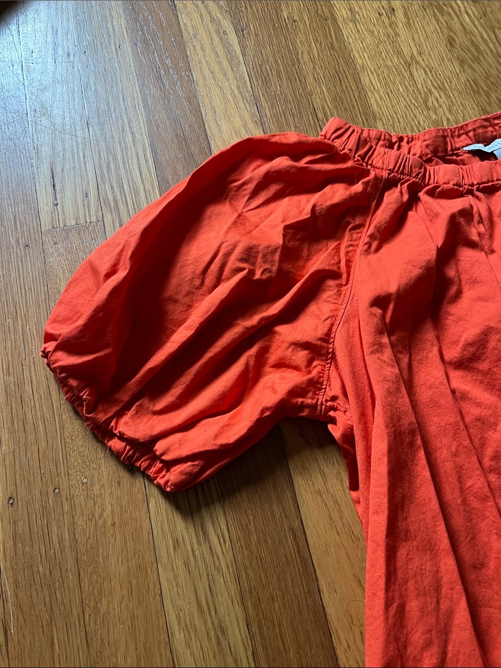 Women’s Puff Sleeve Peasant Top - Bright Orange - Picture 4 of 5